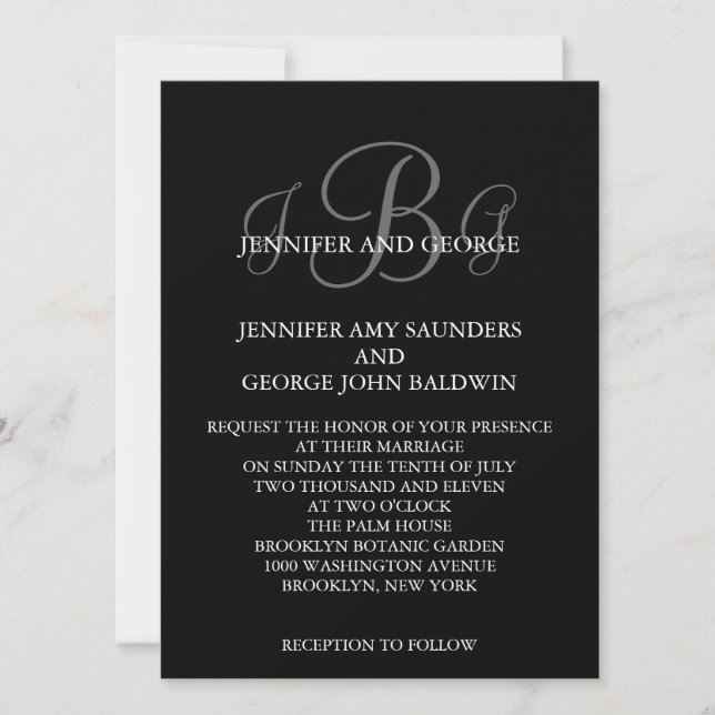 Initiales de trois monogrammes Noms des invitation (Devant)