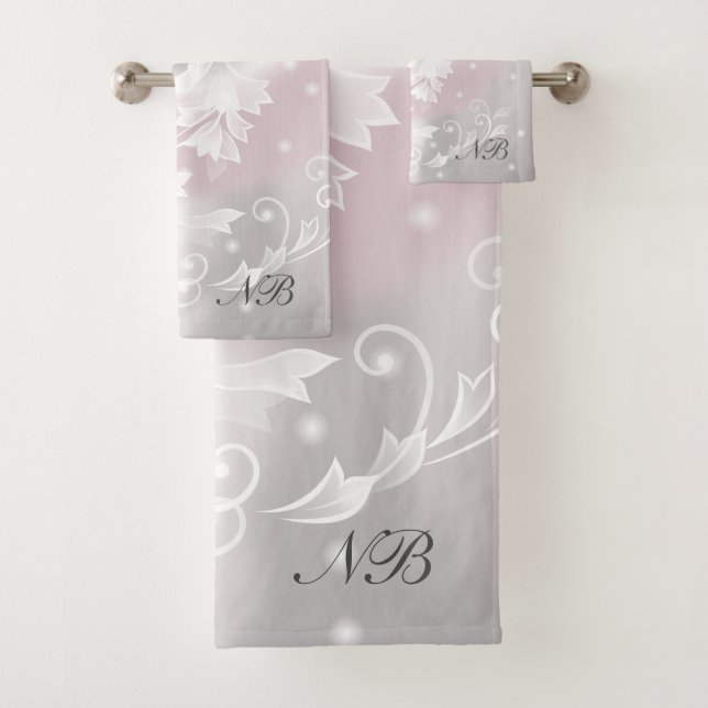 Initiales d'Imaginaire floral blanc et gris (En situation)