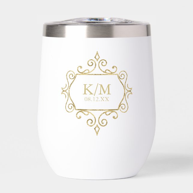 Initiales du Mariage Gold Filigree fin ID871 (Avant)