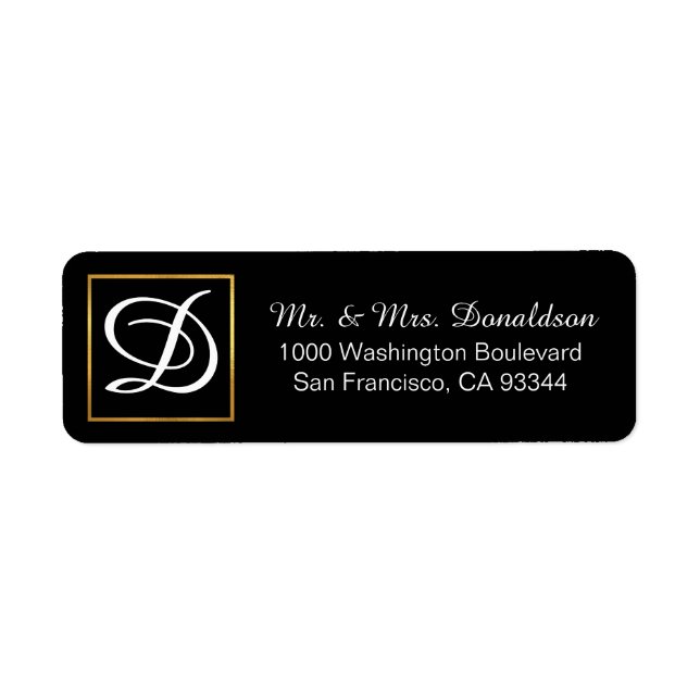 Initiales du Monogramme de cadre en or noir modern (Devant)