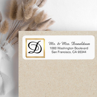 Initiales du Monogramme de cadre en or noir modern