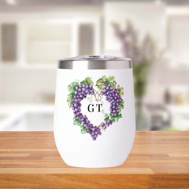Initiales du monogramme du coeur de raisins (Créateur téléchargé)