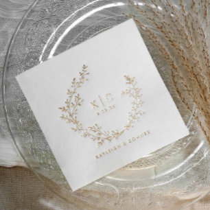 Initiales Élégantes Botanique Or Mariage Chic
