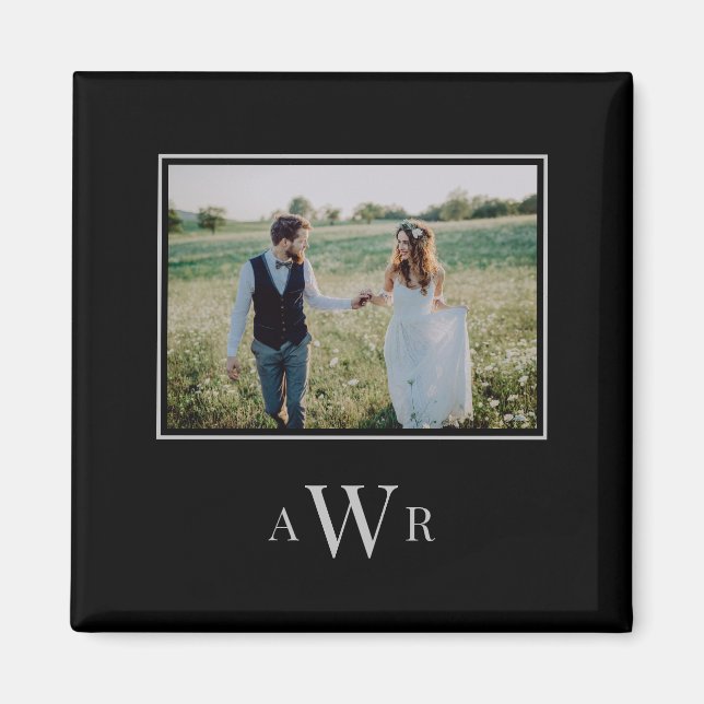 Initiales élégantes Magnet Photo de couleur modifi (Devant)