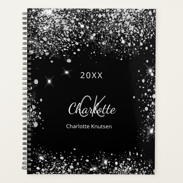 Initiales en argent noir monogramme de parties sci (Devant)