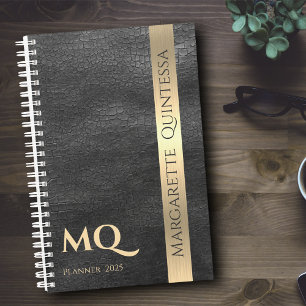 Initiales en cuir noir monogramme or Nom 2024