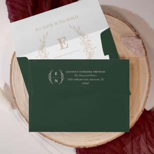 Initiales florales empilées Monogrammes Enveloppes