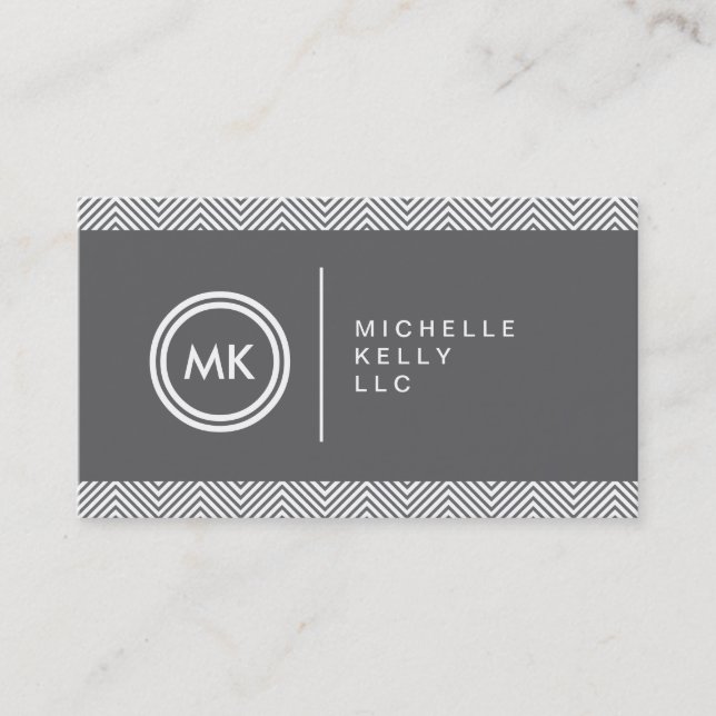 INITIALES LOGO avec CHEVRON MOTIF 1 Carte de visit (Devant)