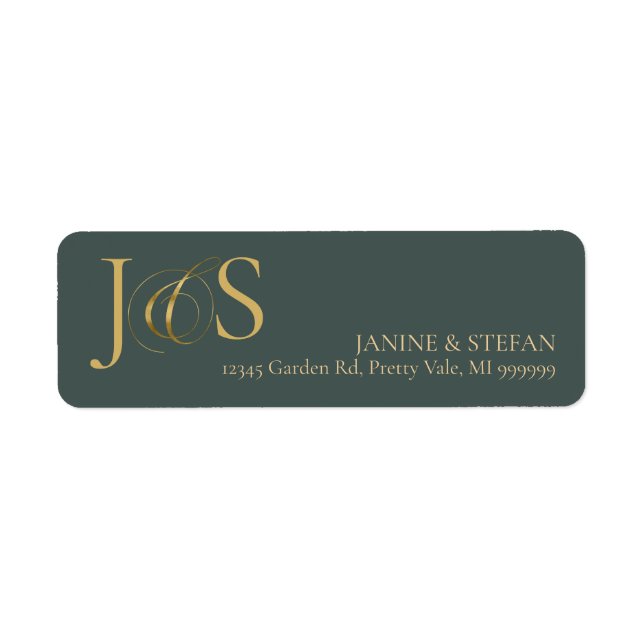 Initiales Mariage Elegance Simple ID1022 vert (Devant)