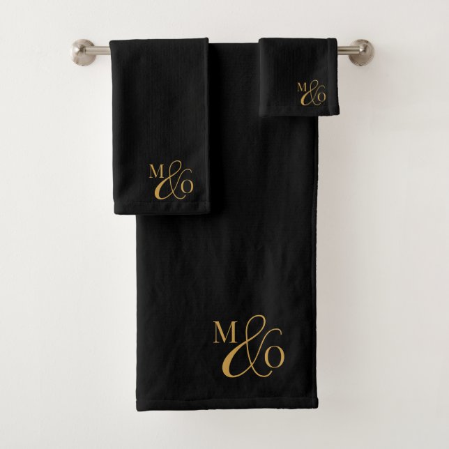 Initiales mariage Monogram Gold Serif Script Noir (En situation)