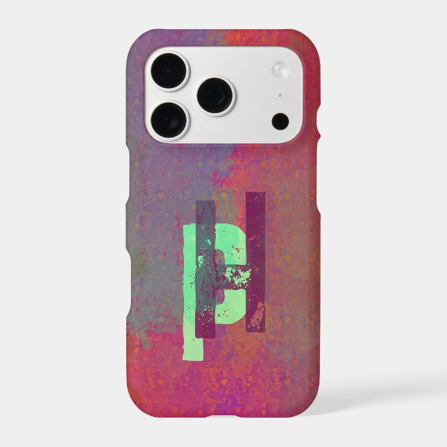 Initiales Monogramme Art Grunge Funky Violet Vert (Verso)