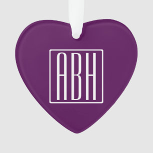Initiales Monogramme   Blanc Sur Violet Foncé
