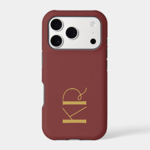 Initiales Monogramme Bordeaux Rétro Or Cuivré pour