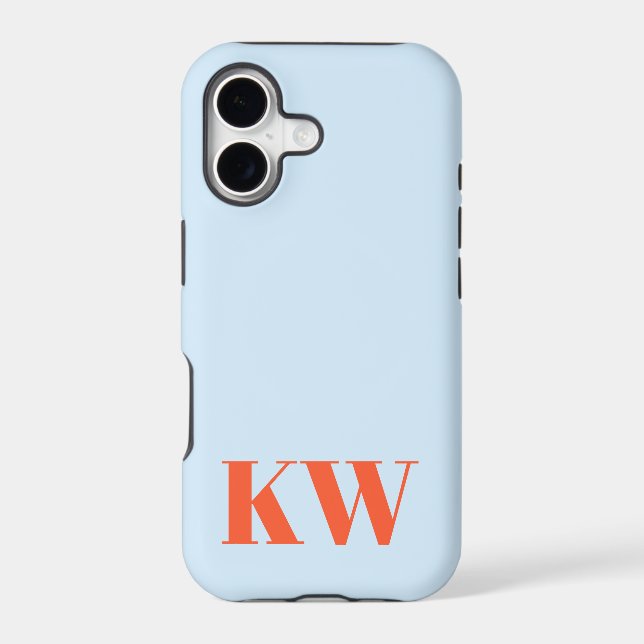 Initiales Monogramme Moderne Bleu Orange Personnal (Verso)