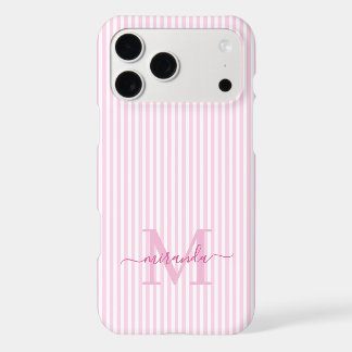 Initiales Monogramme Rayures Rose et Blanc