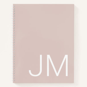 Initiales Monogrammées Géantes Cahier Rose Pâle