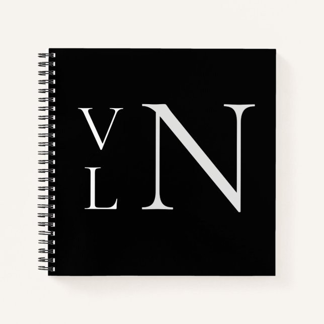 Initiales Monogrammes Customisés Carnet noir (Devant)
