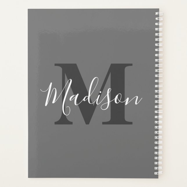 Initiales Monogrammes Nom personnalisé Gris Blanc  (Dos)
