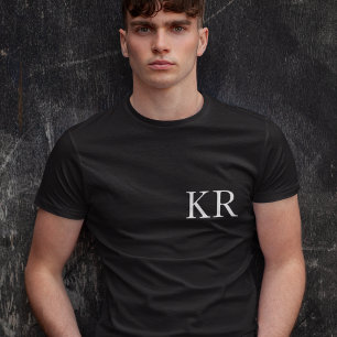 Initiales monogrammes   T-shirt noir moderne