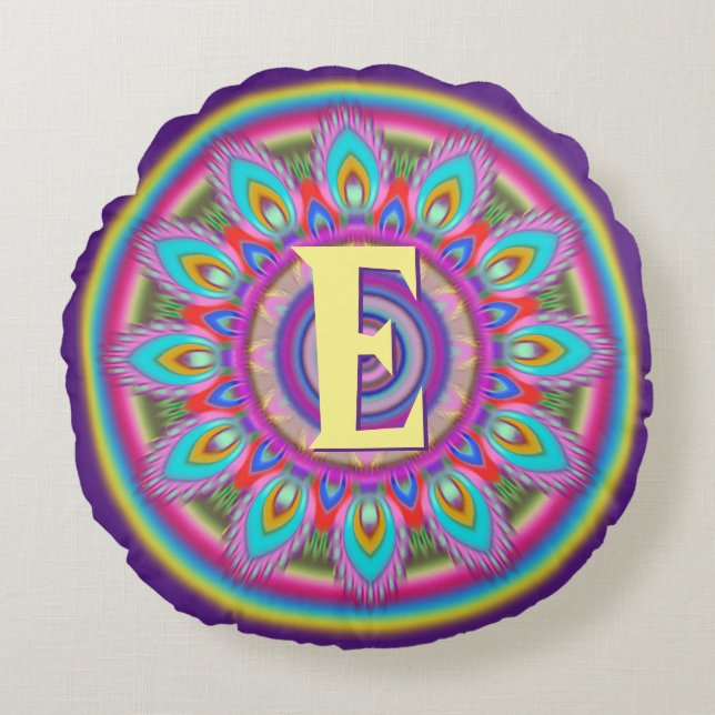 Initiales personnalisées coussin de lancer rond (Devant)