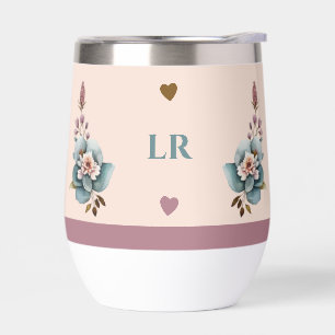 Initiales personnalisées fleurs coeur vert