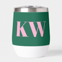 Initiales Personnalisées Monogramme Rose Vert Mode