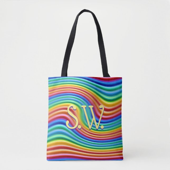 Initiales personnalisées Sac fourre-tout Rainbow P (Devant)