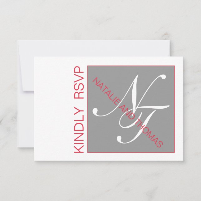 INITIALES ROUGE GRAY INTERTWINDS MARIAGE RSVP (Devant)