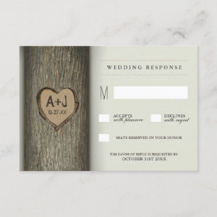 Initiales sculptées Cartes RSVP de mariage de chên