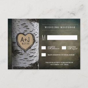 Initiales sculptées Cartes RSVP de mariage de l'ar