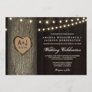 Initiales sculptées Invitations de mariage d'un vi