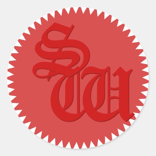 Initiales Stickers Enveloppe Revêtement cire rouge (Devant)