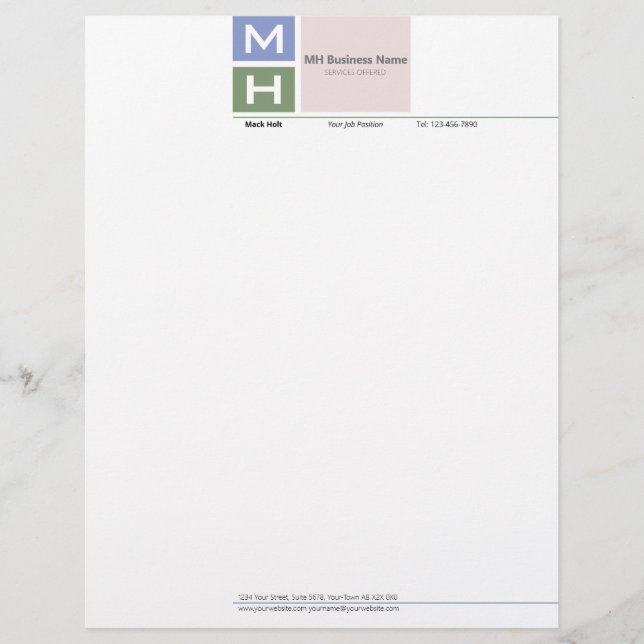 Initialized Cool Tone Blocks Letterhead (Front)
