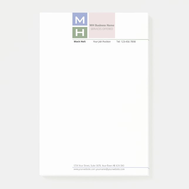 Initialized Cool Tone Blocks Notes (Front)