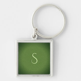 Initialized Dark Green Glimmer Keychain