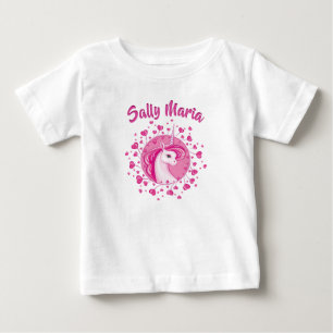 Initialized Pink Unicorn And Hearts Baby T-Shirt