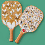 Initialled Corgi Corgi Butts Pickleball Paddle<br><div class="desc">On the front of the Pickleball paddle is a pack of happy faced Corgis -the front-most dog wearing a tag for personalized initials. The back shows the packs iconic heart-shaped rear ends.  Perfect gift for the Corgi dog lovers who love Pickleball.</div>