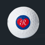 Initialled Wilson golf ball gift set with red hear<br><div class="desc">Initialled Wilson golf ball gift set with red heart. Personalized elegant monogram golf balls for men and women. Custom golf balls with your fancy name monogram print. Customizable template with monogrammed initial letters. Romantic sports gift idea for golfers, golfing fans, tournament player, golf theme party, golf related wedding or Bbirthday....</div>