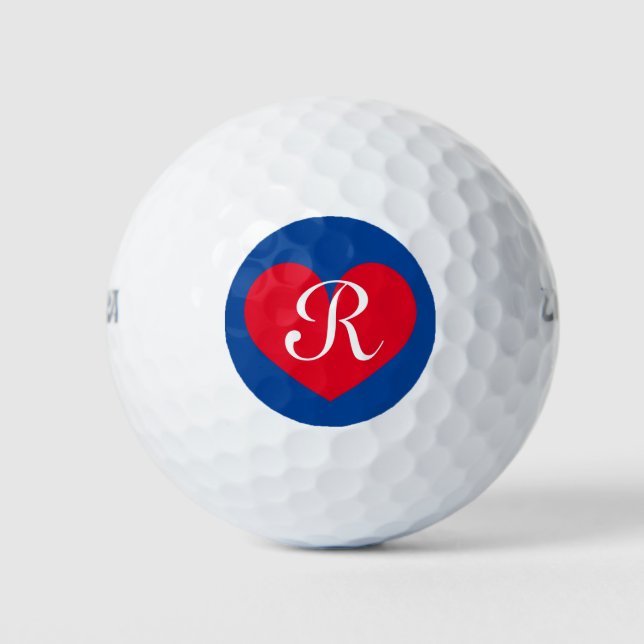 Initialled Wilson golf ball gift set with red hear (Front)