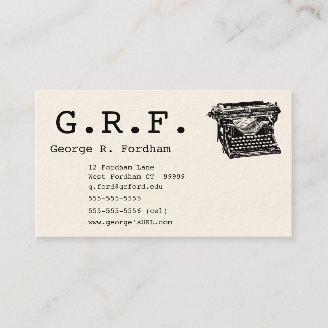 Initials and Typewriter Business Card (Front)