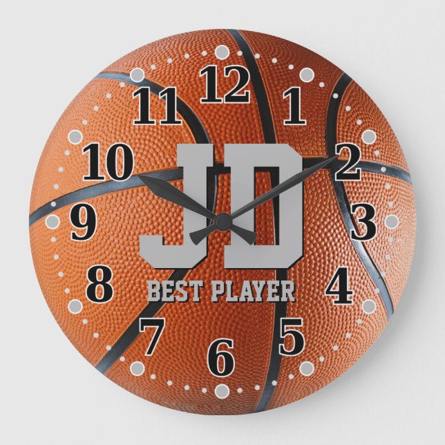 Initials - Best Player | Basketball Wall Clock (Front)
