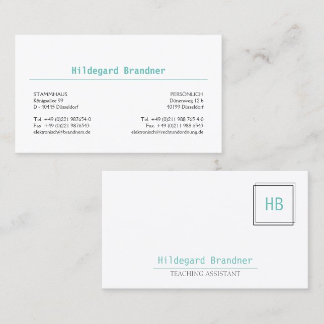 Initials Business Card (Front/Back)