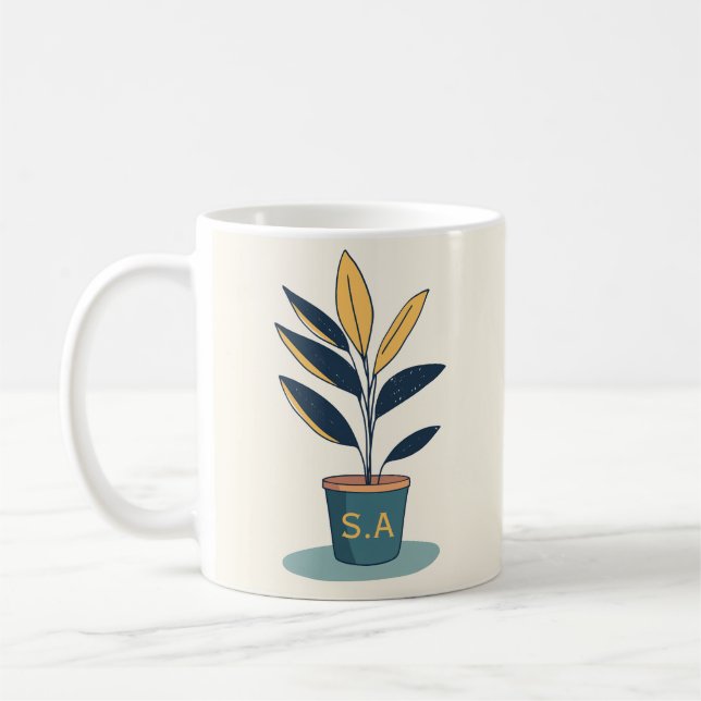 Initials colourful fun Potted Plant Mug (Left)