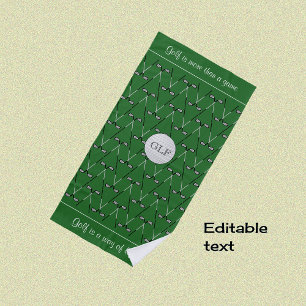 Initials custom text patterned green beach towel