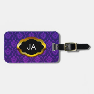 Initials Damask Pattern Luggage Tag