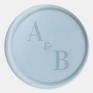 Initials dusty blue wax seal wedding stickers