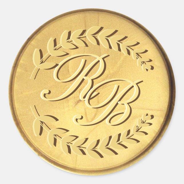 Initials Gold Wax Seal Stickers  Wedding Envelope  (Front)