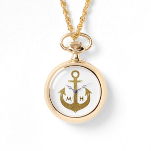 initials & golden anchor watch