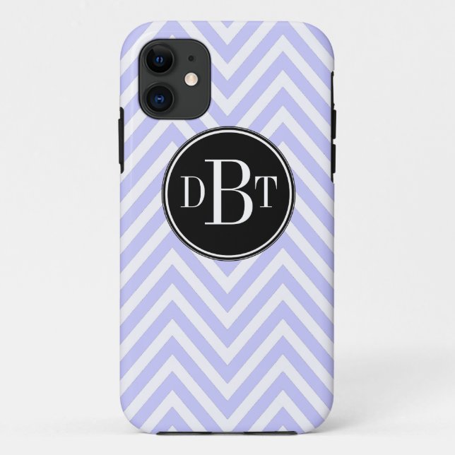 Initials Lilac Purple White Chevron Pattern Case-Mate iPhone Case (Back)