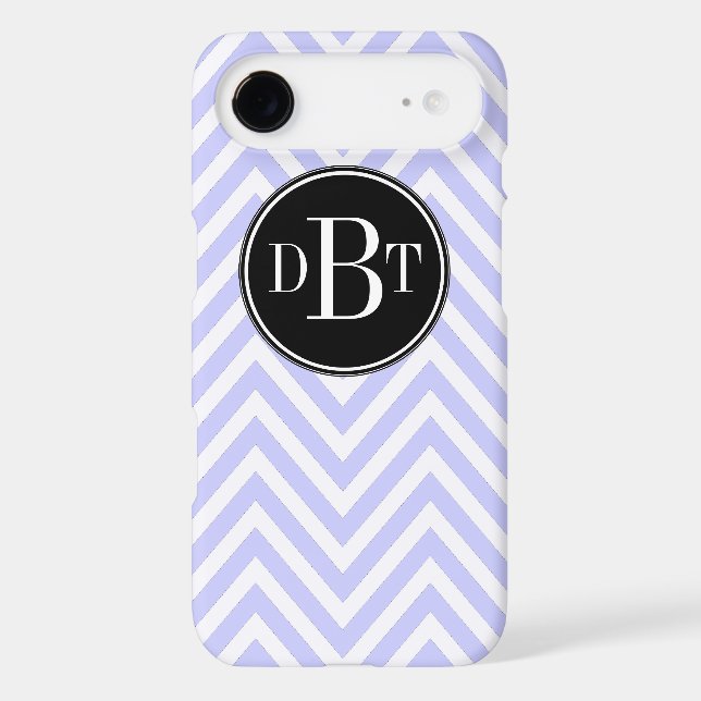 Initials Lilac Purple White Chevron Pattern Case-Mate iPhone Case (Back)